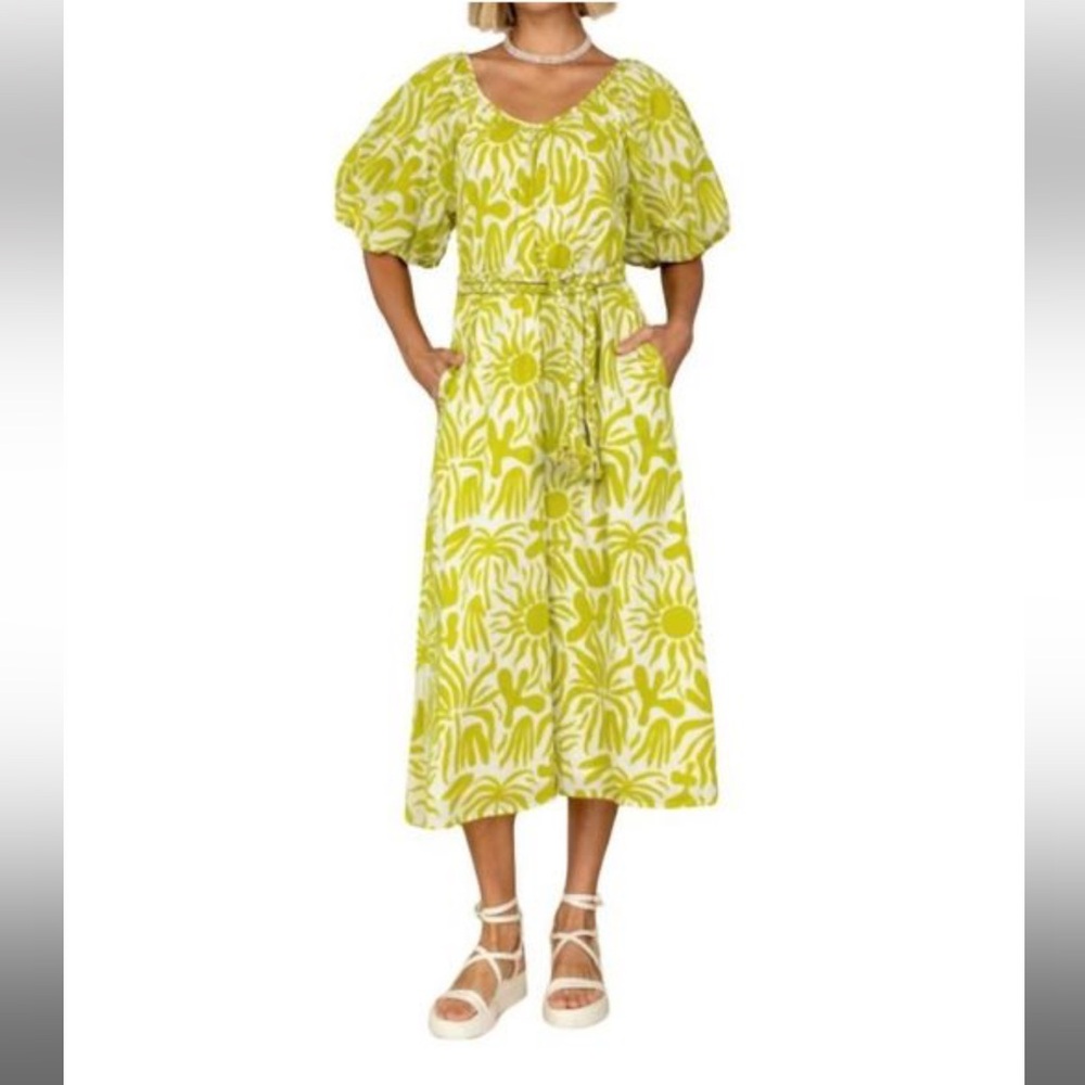 Olivia James Penny Dress Puff Sleeve Midi Dress NWT